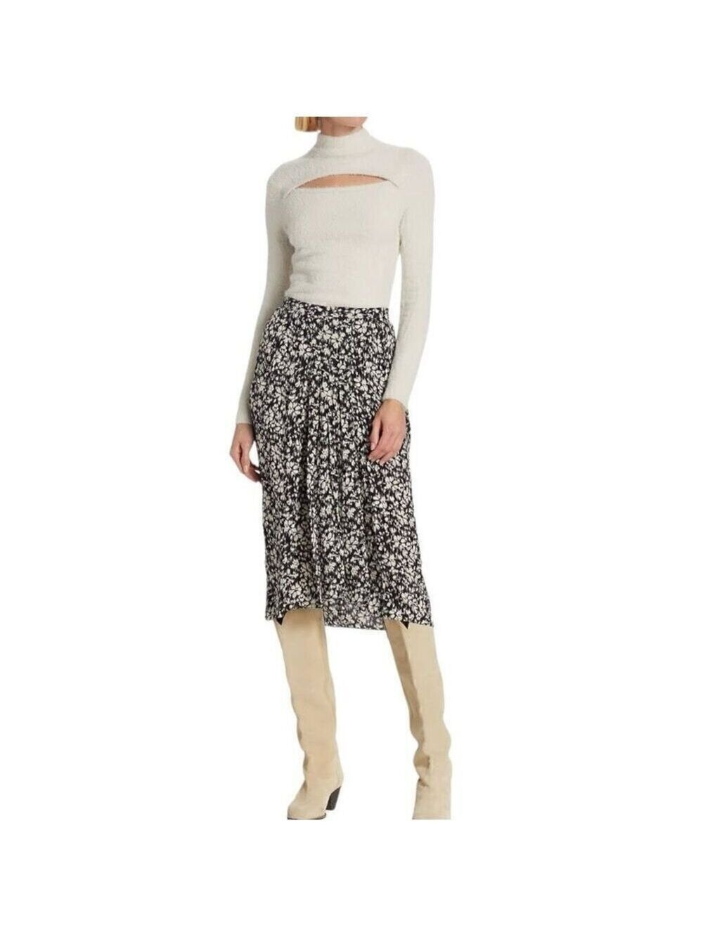 Isabel Marant City Flou Eolia Floral Knee Length Skirt Size 2 (34)
